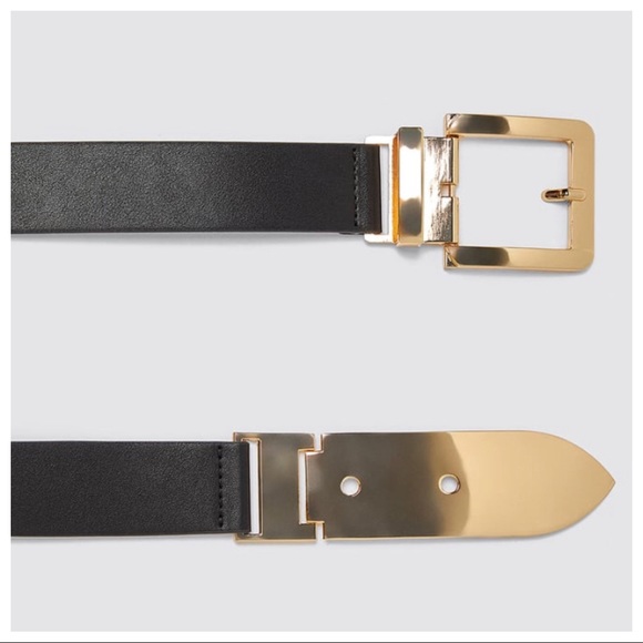 NWT Zara Black Belt with Golden Buckle Size 80, 90 - Picture 2 of 6